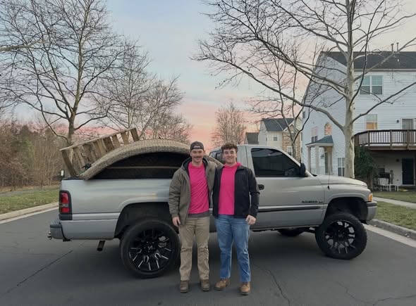 Haulin’ and Ballin’ owners Frankie D’Amico and Tyler Gramm beside their loaded pickup truck